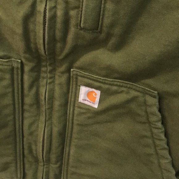 Carhartt Vest Womens Medium Green Duck Sherpa Lined Gorpcore Hiking Western - Picture 2 of 12